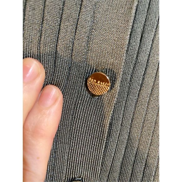 Ted Baker London Meenaa Cardigan Ribbed Top in Olive Green - Size 3 (US Medium) - Picture 6 of 12
